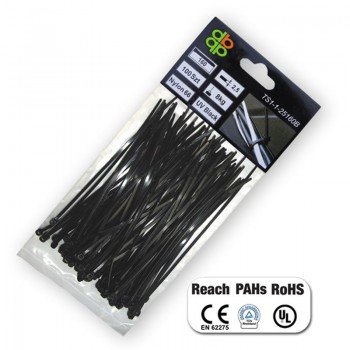 Стяжки кабельні пластикові UV BLACK 4,8*200 мм (100 шт.) (Bradas)