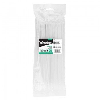 Стяжки кабельні пластикові білі NEUTRAL 4,8*250 мм (100 шт.) (Bradas)