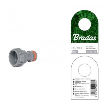 Адаптер-вкрутка із зовнішньою різьбою 1/2 " WHITE LINE (25 шт.) WL-2184 (Bradas) Адаптер-вкрутка із зовнішньою різьбою 1/2 " WHITE LINE (25 шт.) WL-2184 (Bradas)